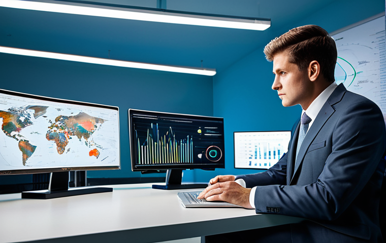 A professional individual, fully clothed in a modest business suit, deeply focused on strategic analysis in a modern, organized study. They are seated at a sleek desk, surrounded by multiple holographic displays showcasing complex data visualizations and abstract strategic diagrams. The environment is clean, well-lit with professional studio lighting, emphasizing intellect and meticulous planning. The subject maintains a natural pose with perfect anatomy, well-formed hands, and correct proportions. This image is safe for work, appropriate content, and family-friendly, portraying professional dress.